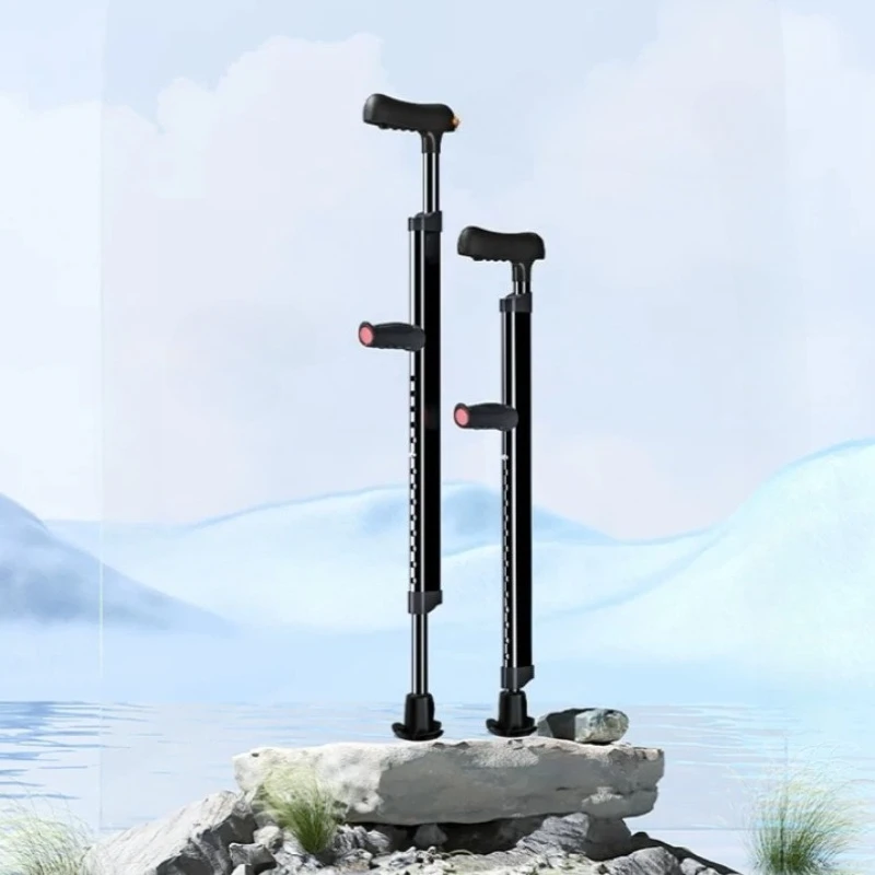 Adjustable Aluminum Walking Stick Cane & Underarm Crutches with Pads and Handgrips, for Adults 150-190cm Tall Axillary Crutch