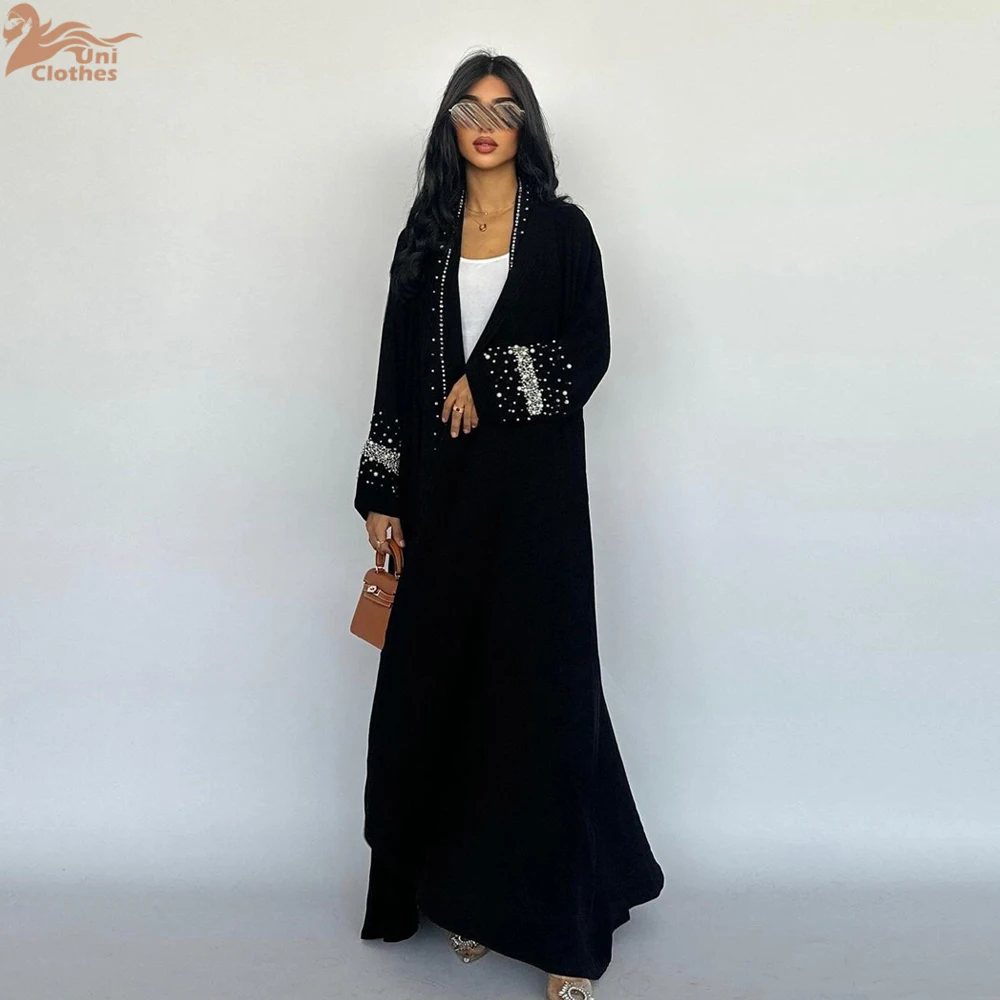 Eid Muslim Diamond Pearls Abaya for Women with Scarf Abayas Jalabiya Party Dresses Dubai Kaftan Vestidos Largos Long Robe 2024