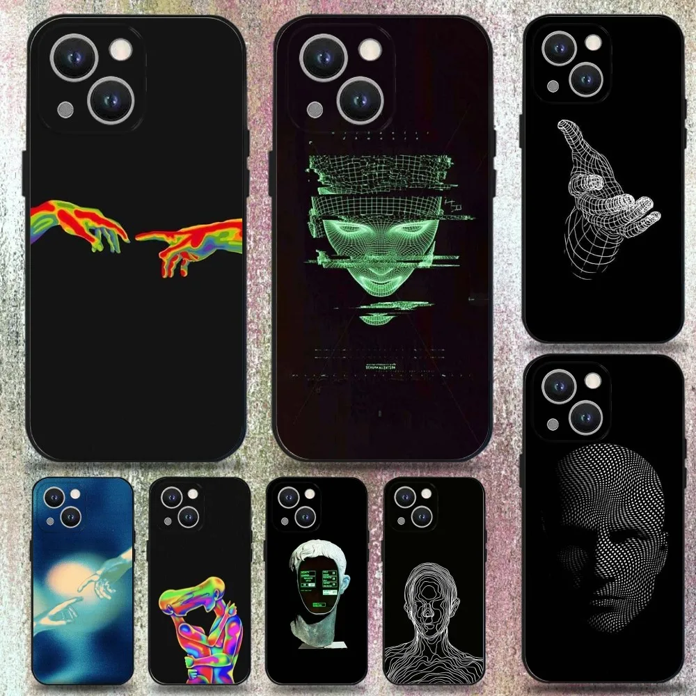 

Creative Funny Cyberpunk Gloss PhoneCase For iPhone 16,15,14,13,12,11 Plus,Pro Max,XS,X,XR,SE,Mini,8,7,Soft Silicone Black Cover