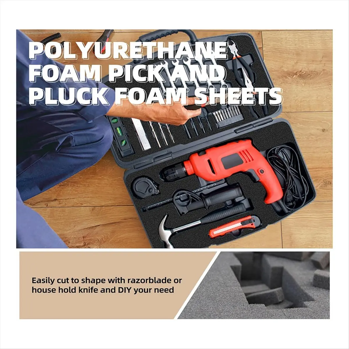 AA83 Pick and Pluck Foam, 40.64 X 30.48 X 5.08 cm Pick Insert Foam Protective Cover, Pluck Foam Board for Tools
