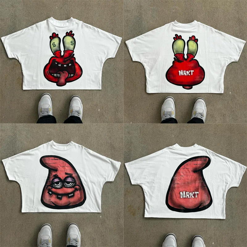 

New Style Blutosatire T-shirt High Quality Funny Red Cartoon Print Short Sleeve Men Women Blutosatire Top Tee