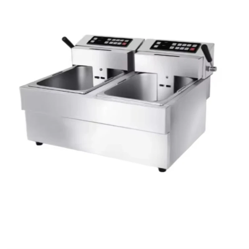 

Коммерческая электрическая фритюрница из нержавеющей стали с двойной печью, большая емкость для курицы, картофель фри