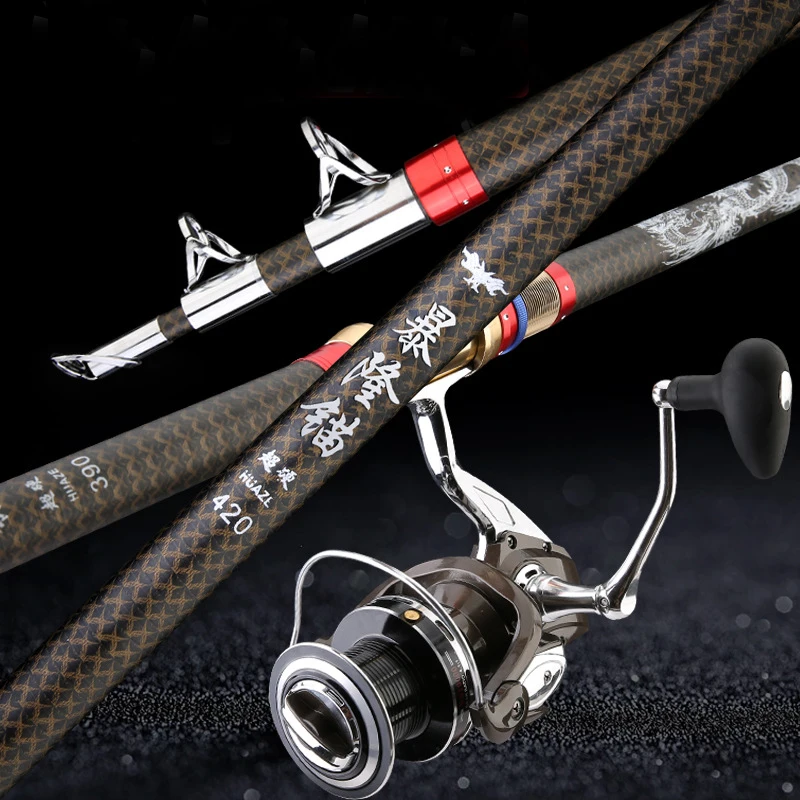 Telescopic Surf Spinning Rod 2.1-4.5M Carbon Fishing Rod 20kg above Superhard Long Distance Throwing shot Rod Sea Boat Pole