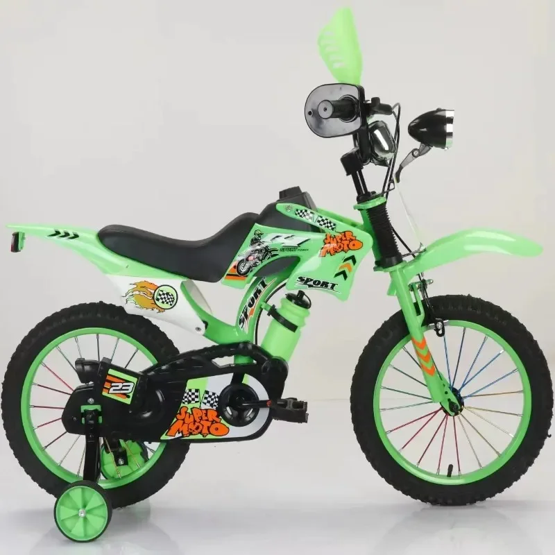 دراجة نارية للأطفال على الطرق الوعرة باللون الأخضر عبر الحدود مقاس 12/16 بوصة للجنسين دراجة أطفال للبنين والبنات #5