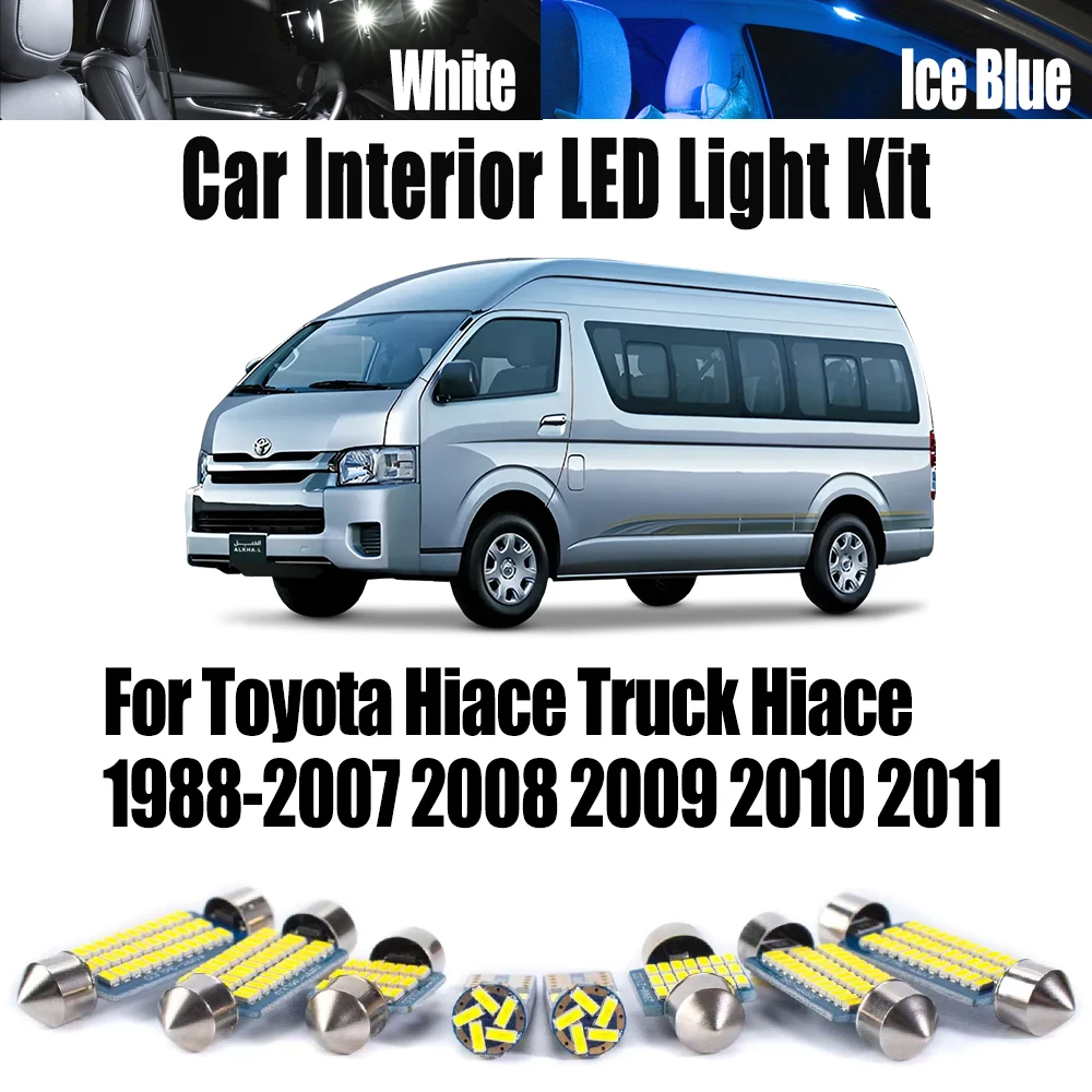Canbus LED Interior mapa cúpula lectura bombilla Kit para Toyota Hiace camión Hiace 1988-2007 2008 2009 2010 2011 accesorios de coche