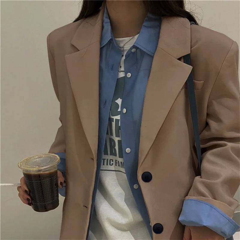 Manteau d'extérieur pour femmes, couleurs, costumes à carreaux imprimés, coussinet sur un support, Design de rue et asymétrique