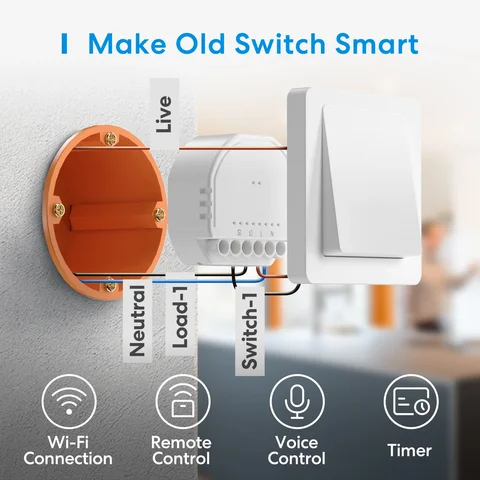 Meross HomeKit WiFi Smart Switch Modul 1 Gang 1 Way DIY Light Switch För Apple HomeKit Siri Alexa Google Home SmartThings 8 best sales HomeKit Smart Switch - №3