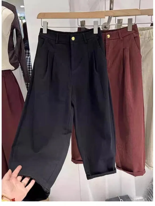 Pantaloni Harlan a vita alta Pantaloni casual a gamba larga da donna Vestibilità ampia Comodo taglio dritto in cotone da indossare tutti i giorni