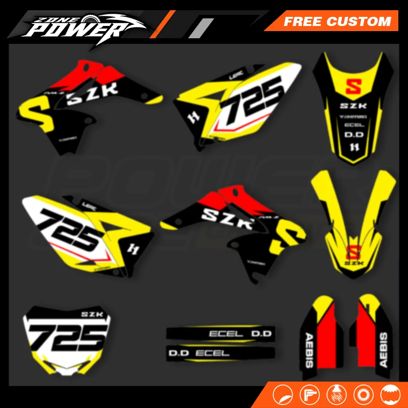 

Powerzone Full Set Graphics Background Decals Stickers For SUZUKI RMZ250 RMZ 250 2010-2013 2014 2015 2016 2017 2018 7
