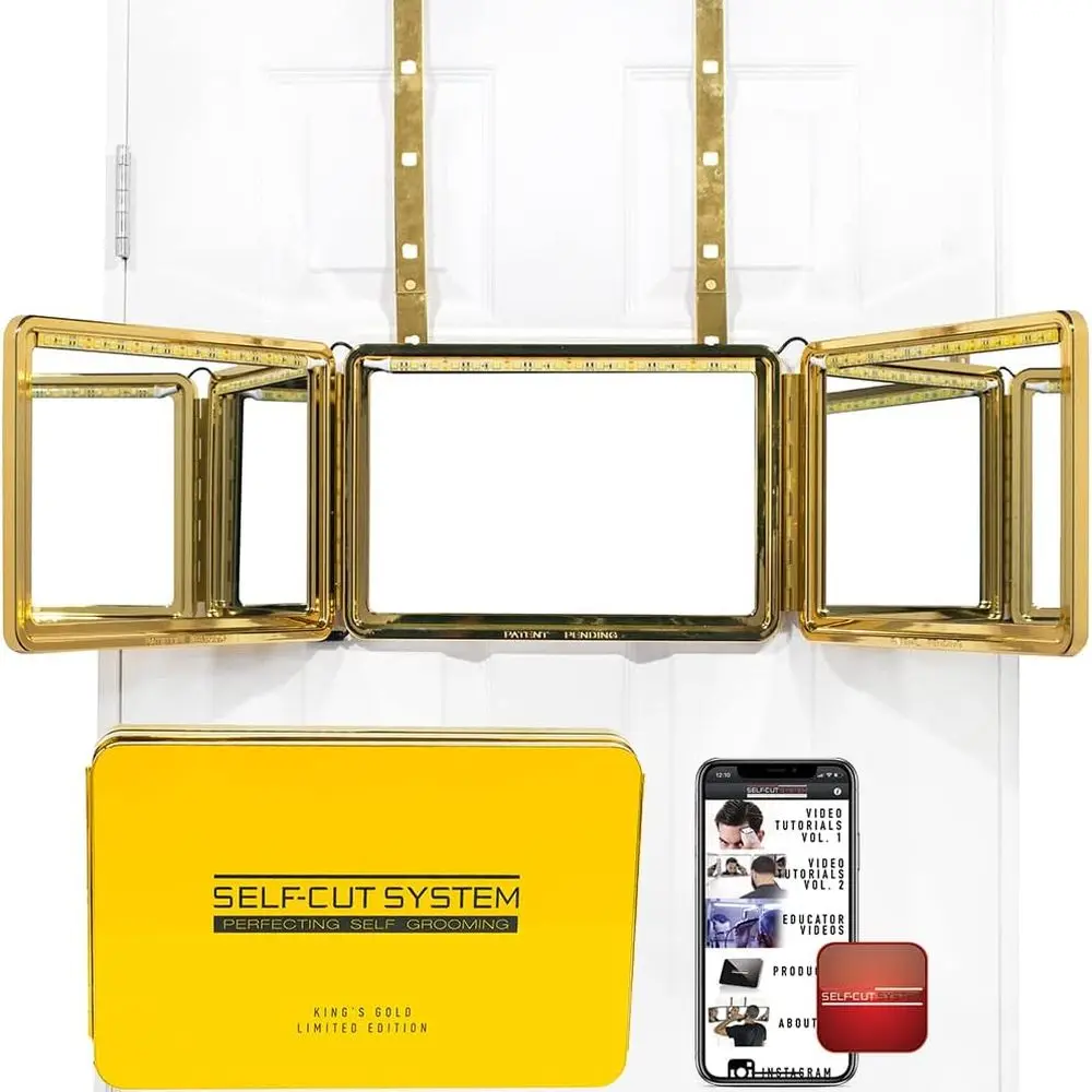 Miroir réglable lumineux à 3 voies pour la coupe de cheveux avec application éducative incluse