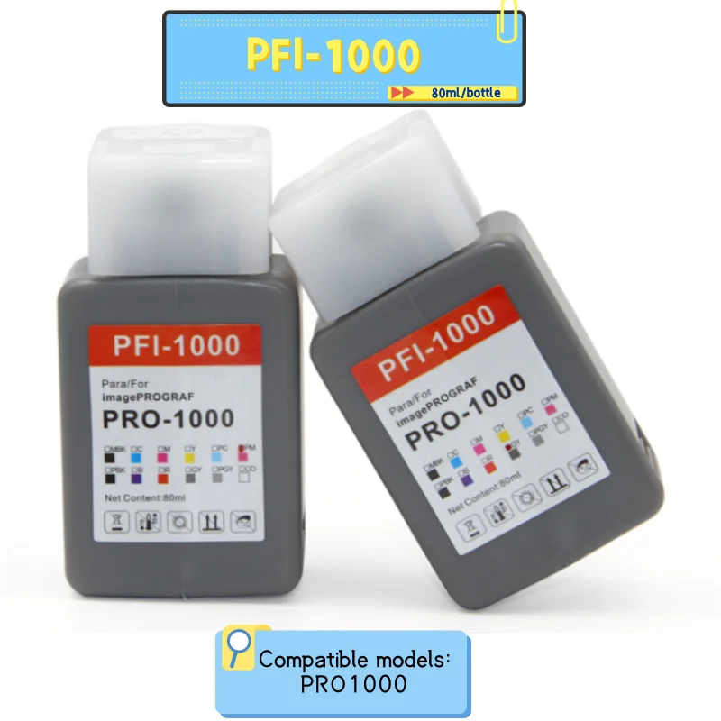 PFI-1000 Ink Cartridge 12 Colors (MBK/PBK/CY/MG/YL/BLUE/RED/CO/PC/PM/GY/PGY) Ink Pack Replacement for PRO-1000