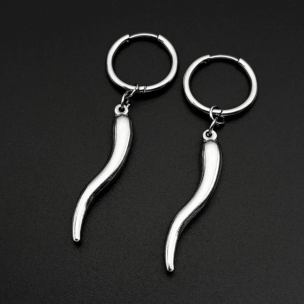 Y2K Star Swirl Earring Accessory For Egirl Boy Stainless Steel Silver Color Daily Streetwear Dark Kpop Ear Hoops Rapper Jewelry