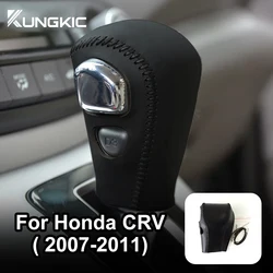 Black Genuine Leather Hand-stitched Car Gear Shift Knob Covers for Honda CRV CR-V 2007 2008 2009 2010 2011 Gear Shift Collars