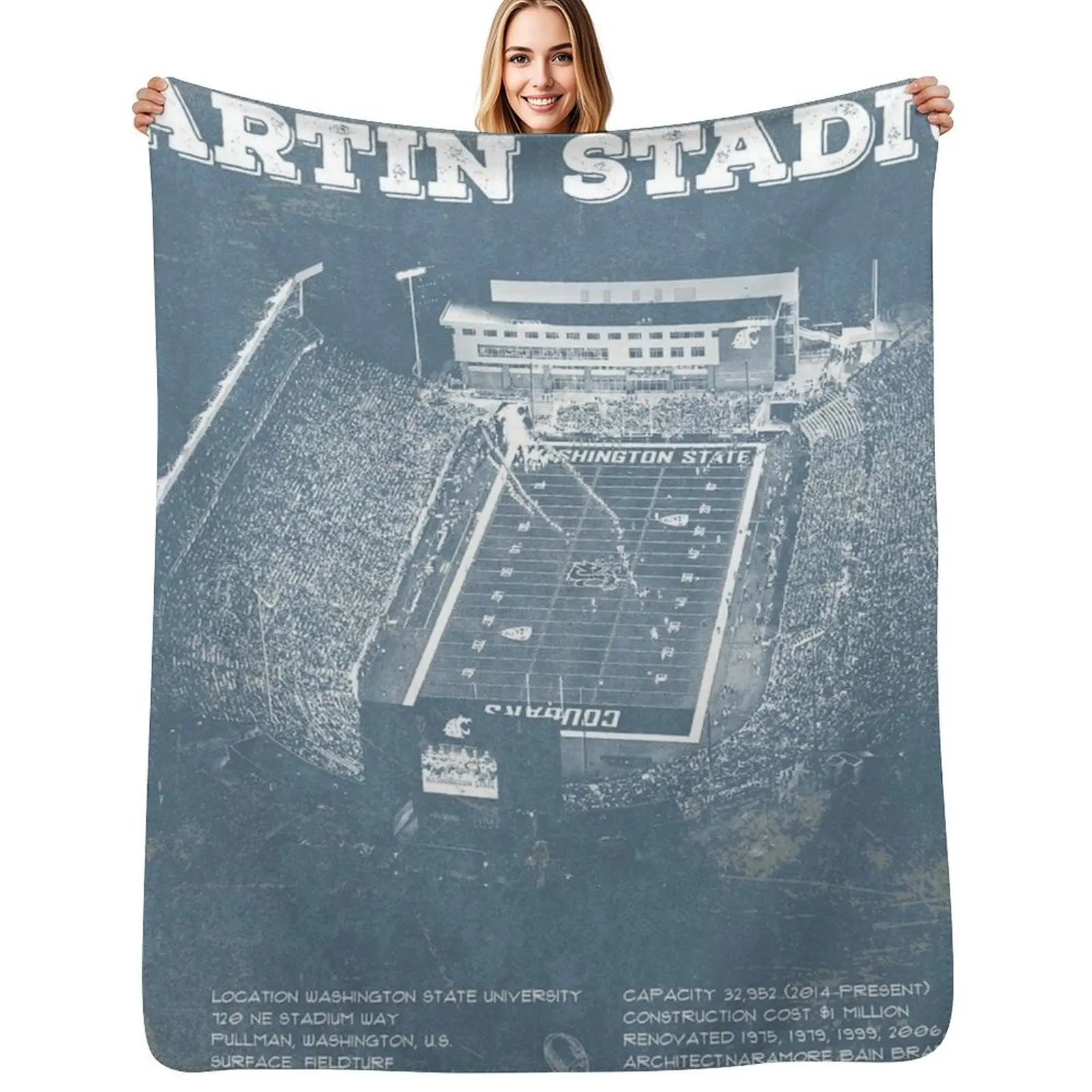 

Martin Stadium Throw Blanket Loose Plaid on the sofa anime Blanket