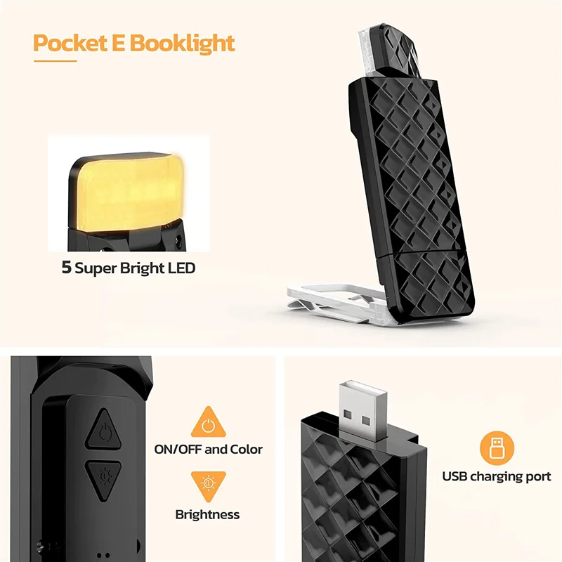 LICE-Book Lights, oplaadbare leeslamp in bed, slimme verstelbare leeslampen, draagbare bladwijzer nachtlamp duurzaam zwart