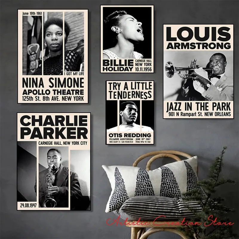 Famous Jazz and Soul Singer Poster Art Print Nina Simone Canvas Painting Modern Gallery Wall Picture for Living Room Home Decor