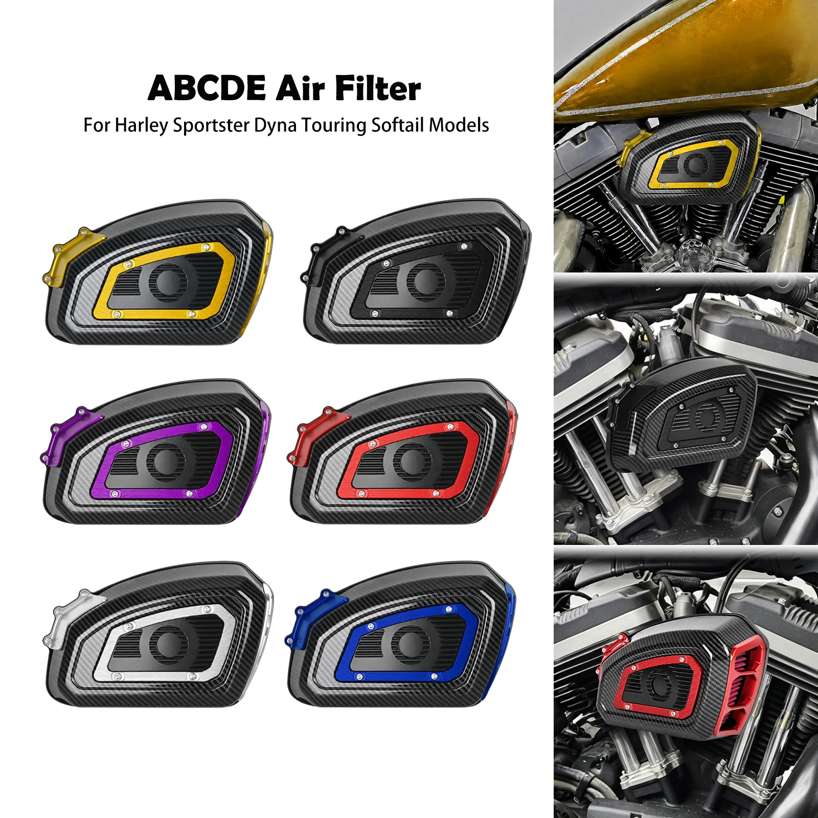 Motorrad-Luftfilter-Ansaugreiniger für Harley Sportster XL Dyna Softail Breakout Touring Road Glide 1986-2025 Luftfilter-Kit