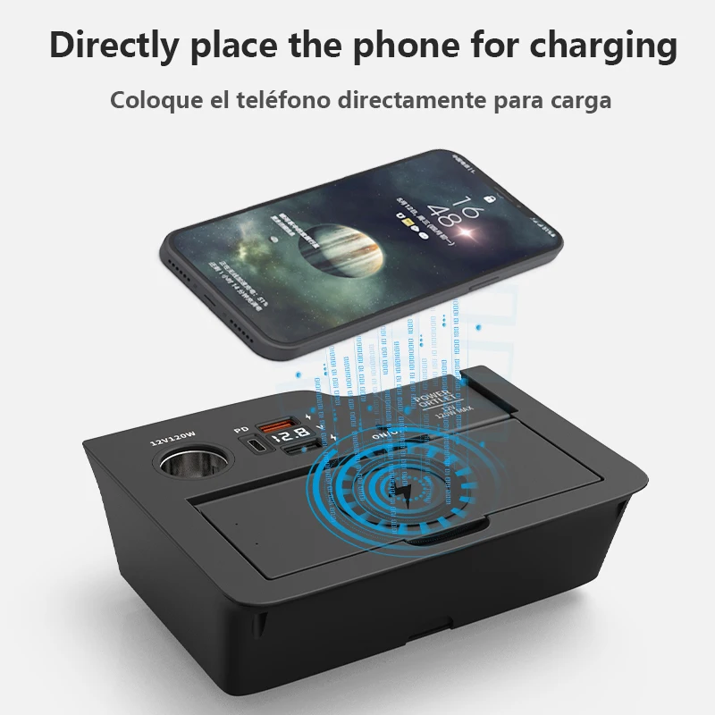 For Honda CRV 2017-2020 15W Car Wireless Charger QI Protocol Quick Charger PD QC 3.0 for iPhone Xiaomi HUAWEI Mobile Phone