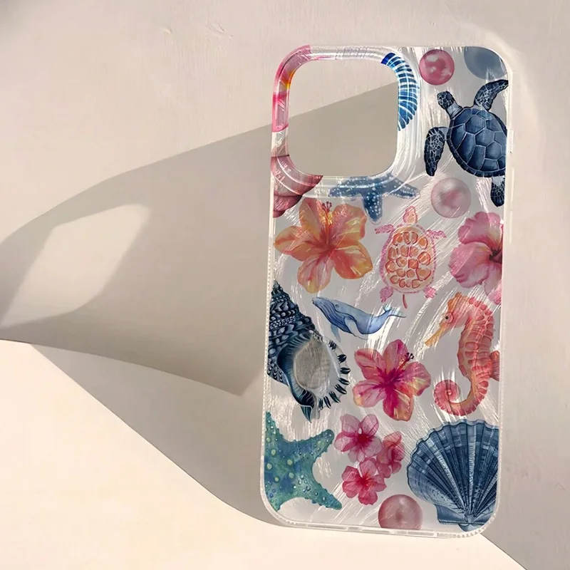 Handyhülle für iPhone 17 13 12 11 16 15 14 Pro Max 16E XS X XR 7 8 Plus Niedliches Rosa Herz Seestern Korallen Quallen Muster Cover – Detail 7