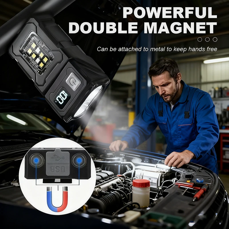 متعددة الوظائف COB مصباح يدوي قابل للتعديل زاوية LED الشعلة في الهواء الطلق سلسلة المفاتيح القابلة لإعادة الشحن ضوء مصباح تحذير التخييم المغناطيسي