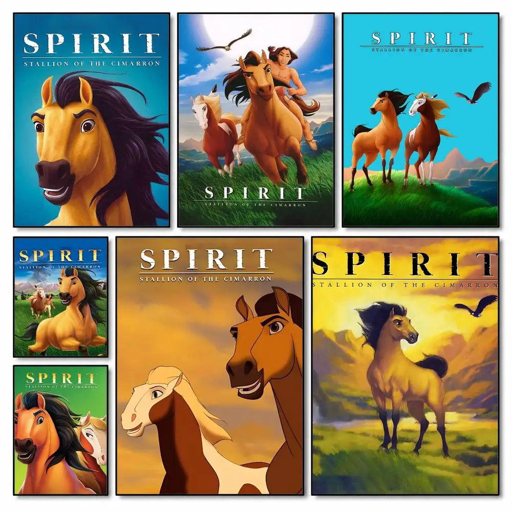 Spirit Stallion of the Cimarron Poster Self-adhesive Art Waterproof Paper Sticker Coffee House Dorm Room Wall Decor