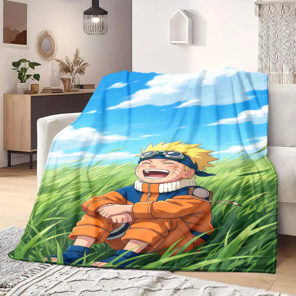 Manta con estampado de anime Naruto, manta de franela cálida y cómoda, adecuada para dormitorios, sofás, camas, sillas, picnics, viajes