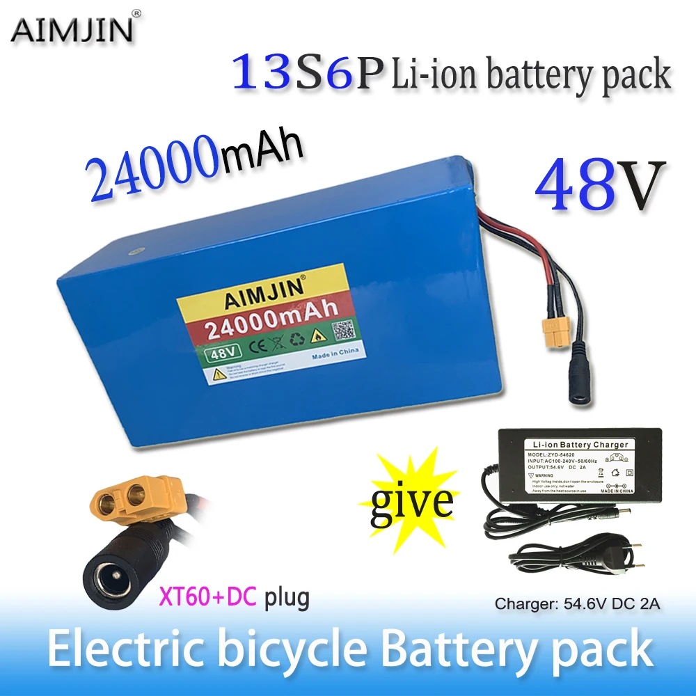 48V 24000mAh 13S6P Li-ion Battery Pack 2000W Citycoco Motorized Scooter Battery Built In 50A BMS+54.6V Charger