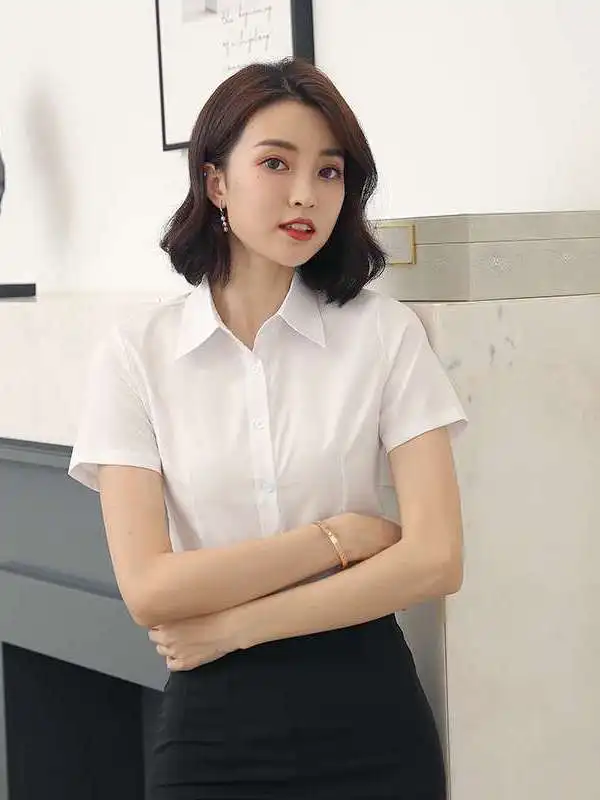 

White irt Women's Long Sve Busin Wear Dr O-Ne ort Pants Set Profional Fem orms Spring Collection