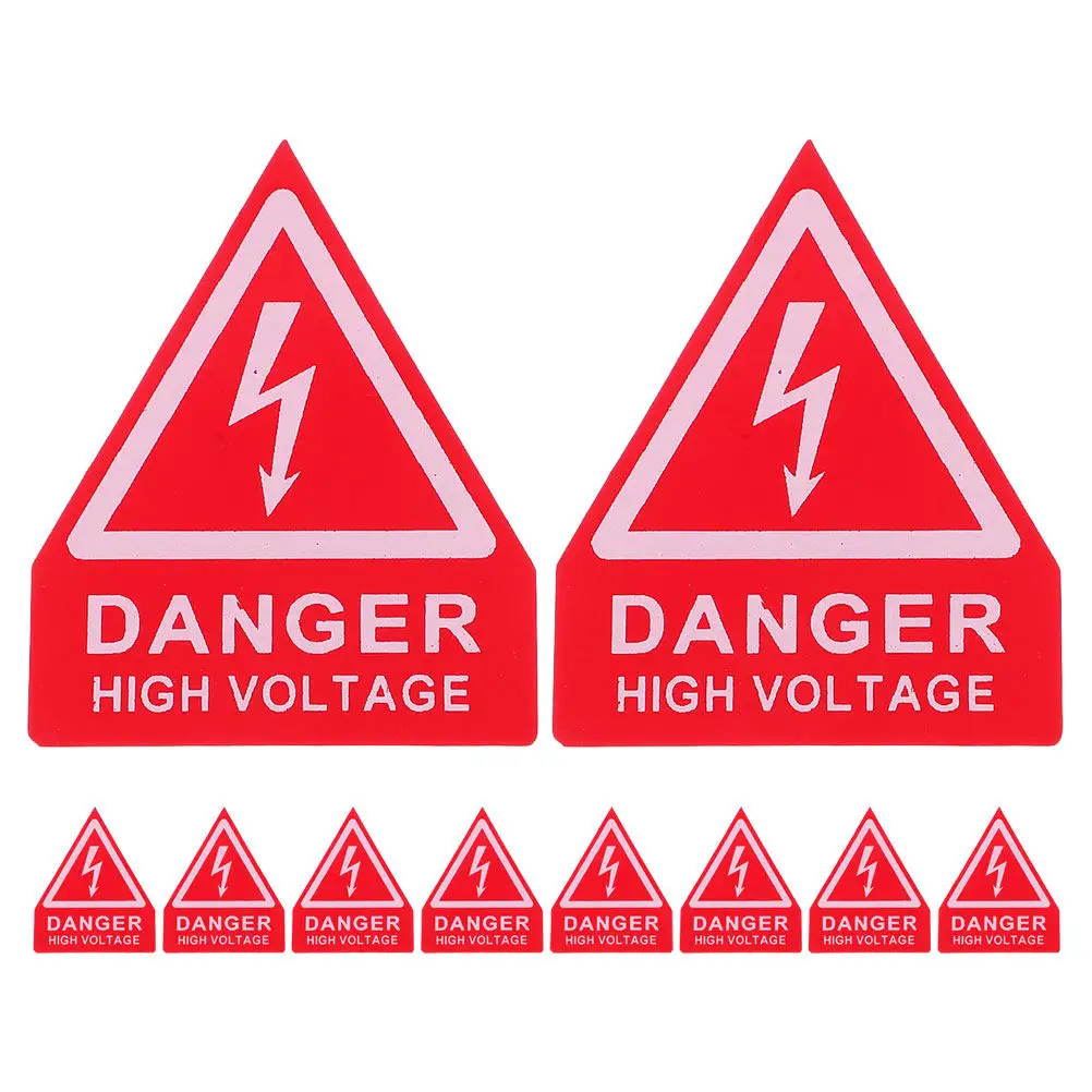 10Pcs High Voltage Warning Stickers Self-Adhesive PVC Electrical Panels Caution Safety Signs Electric Hazard Labels