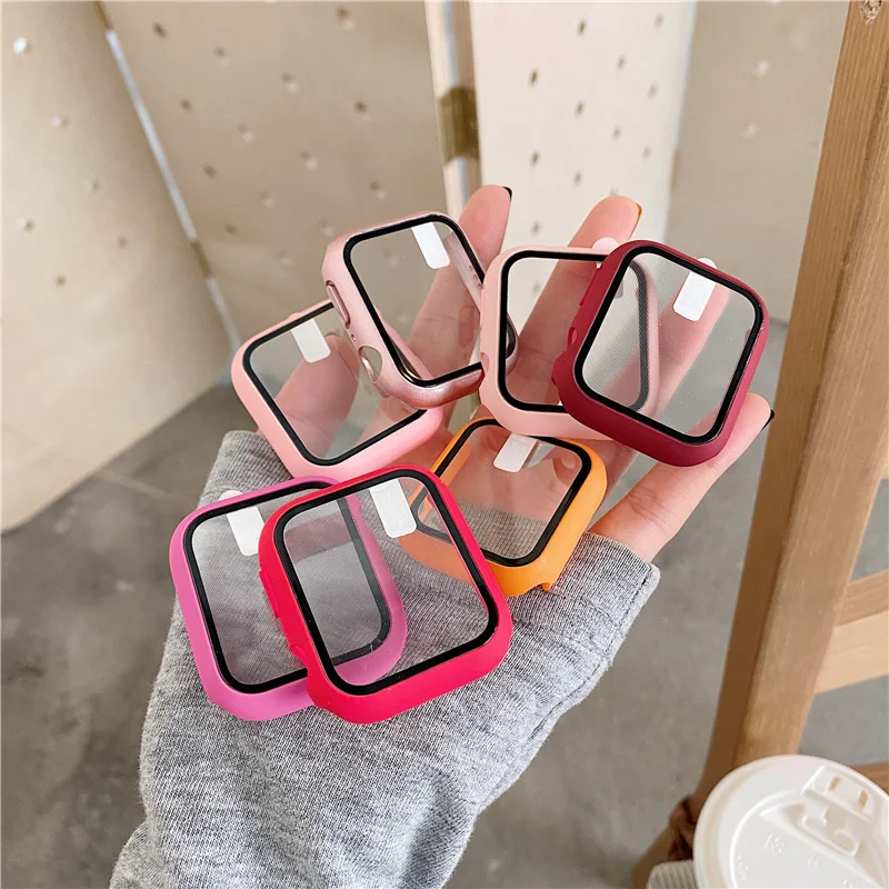 Soft Silicone Case For Apple Watch 7 45mm 6 SE Series 42mm 38mm  Fashion Solid Color For IWatch 40mm 44mm 41mm Protective Frame