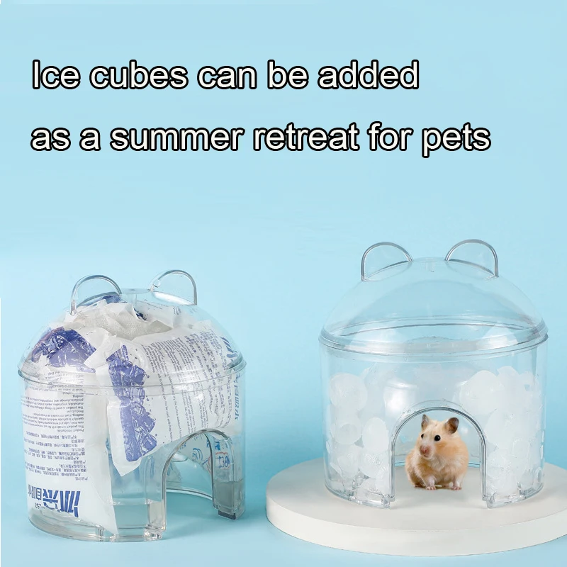 

Pet House with Ice Cubes Hamster Nest Hamster Nest Summer for Hamsters Small Transparent Ps Material Nest with Cute for Golden