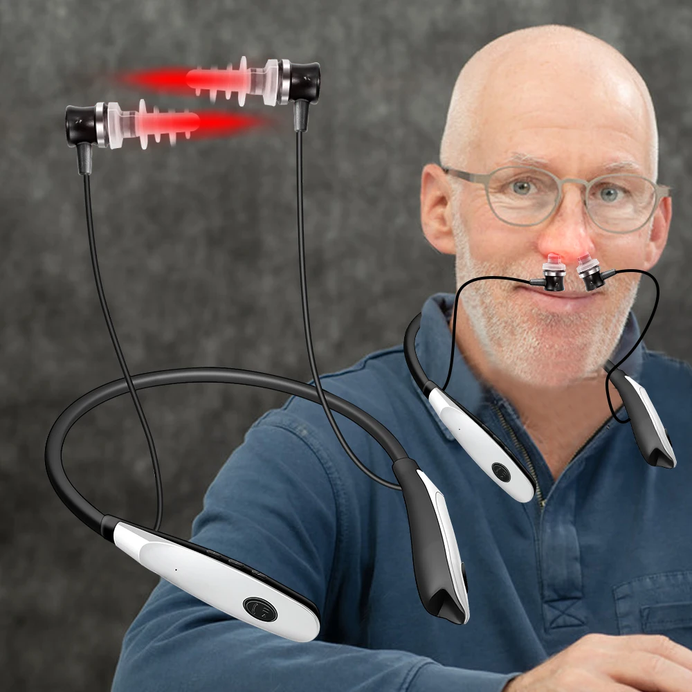 650nm Light Wave Care Machine Neck Hanging Earplugs Portable Ear Nasal Canal Device For Tinnitus Relief Home Ear Nose Care Tool