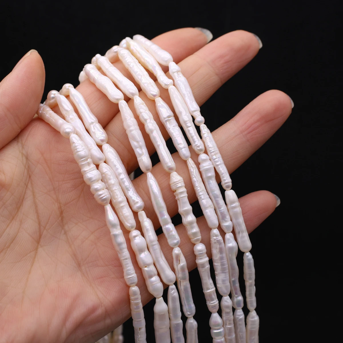 Natural Zhuji Freshwater Baroque Pearl Beads Stick Shape Loose Baroque Bead for Jewelry Making Diy Necklace Earring Accessoires