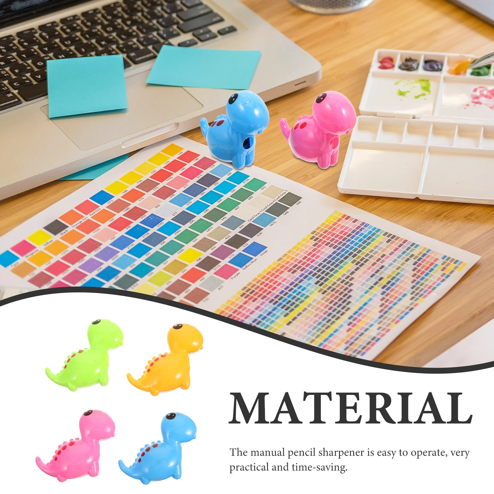 12Pcs Dinosaur Cartoon Manual Pencil Sharpener Portable Handheld Colorful School Supplies for Students Manual Sharpeners