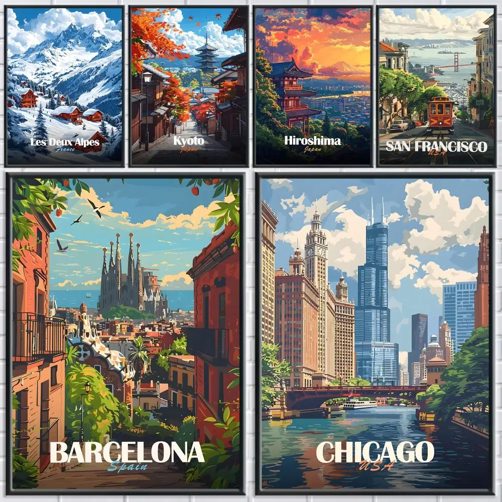 Travel Poster HD Self-Adhesive Wall Stickers Mural Painting｜