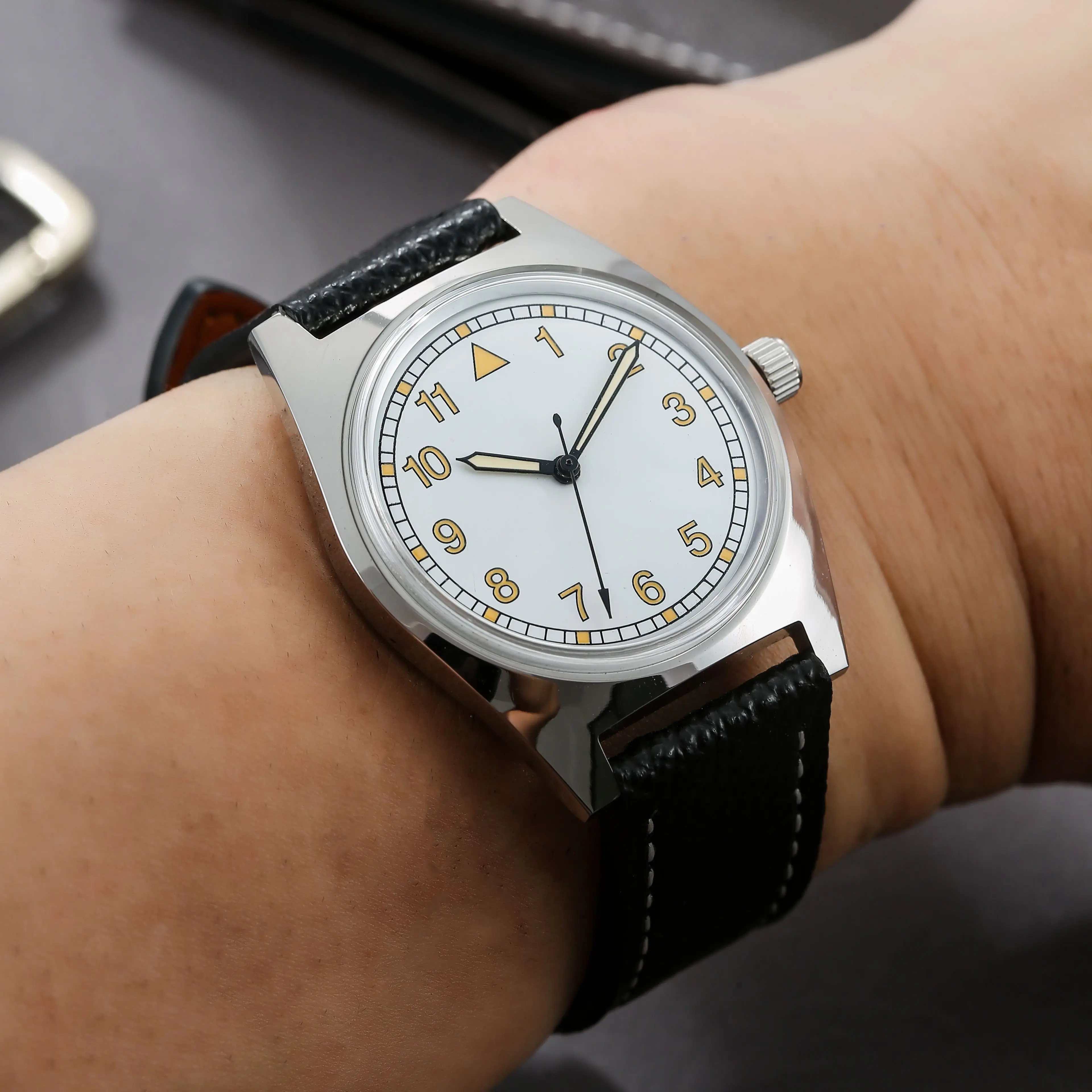 7120 Mechanische Pilotenuhr – 36 mm Handaufzug, Retro-Flieger-Stil für Herren – Detail 10