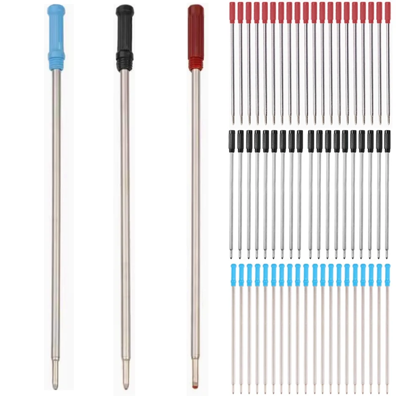 

50/5 шт./лот, вращающийся металлический стержень для ручки, специальный стержень для шариковой ручки, картридж с сердечником, перезарядка черных, синих чернил, 11,6 см