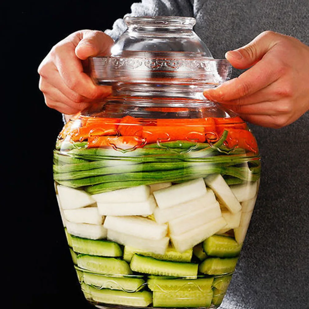 

Large Capacity Pickling Jar Glass Transparent Sealed Storage for Home Kitchen Restaurant Use Multi Function Fermenting Container