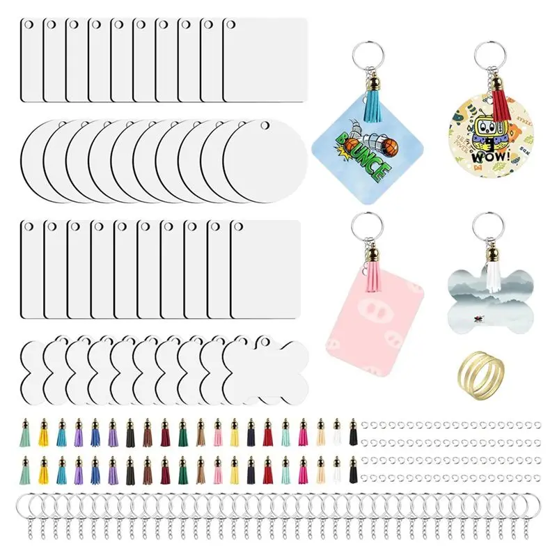 REST 201 Pieces Rectangle Sublimation Keychain Blank Bulk, Sublimation Blank Keychain Heat Transfer Blank Keychain
