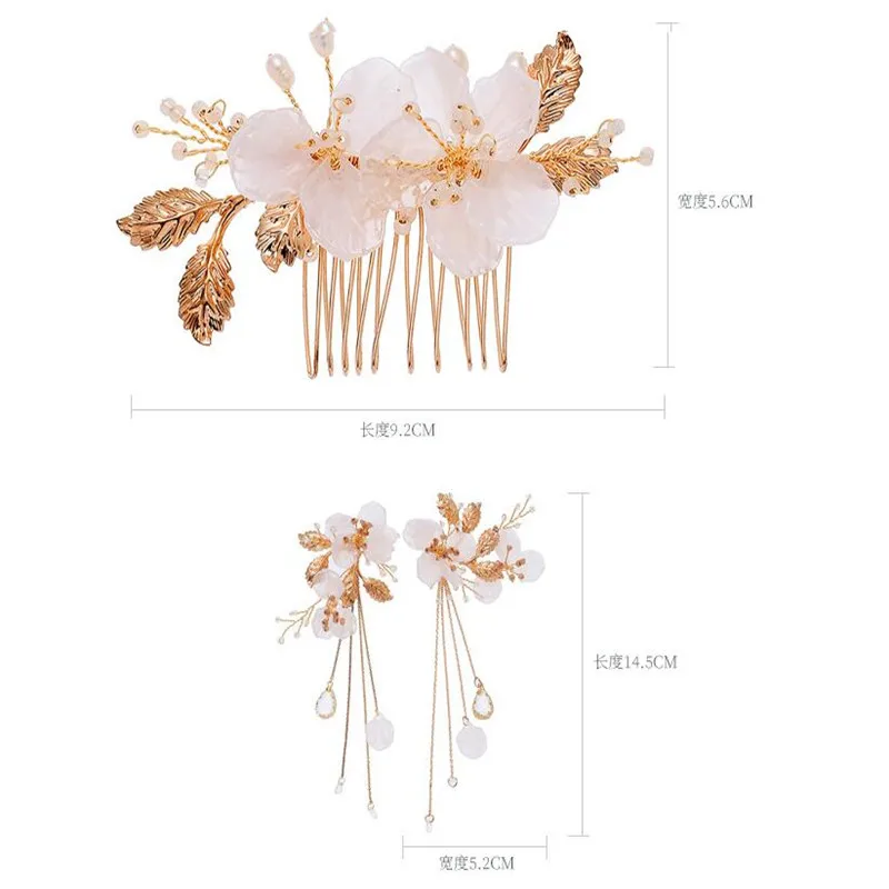 Luxury Wedding Hair Jewelry Accessories For Bride Hair Combs Headdress Elegant Prom Party Bridal Jewelry Set Hair Piece Earrings