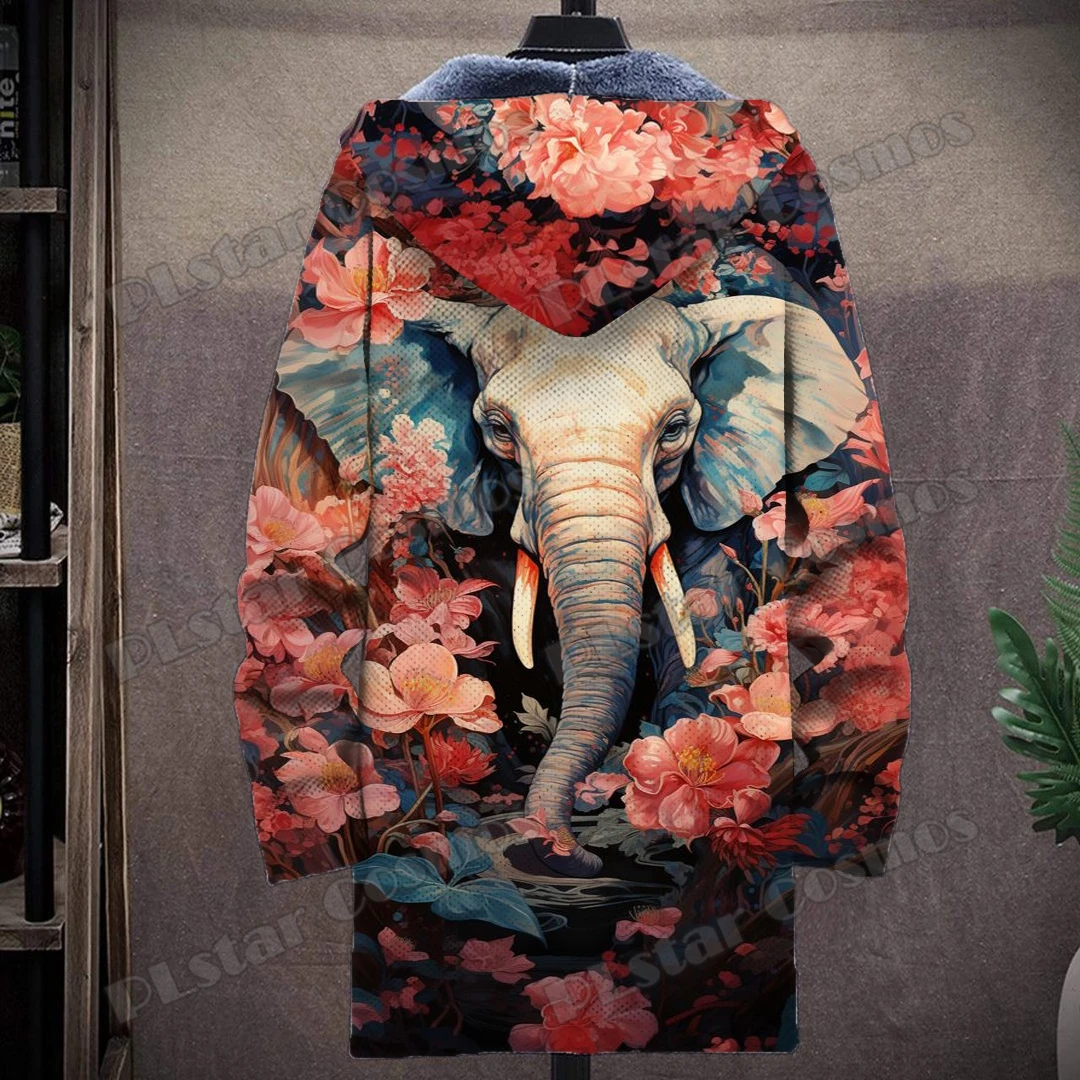 Animal Elephant & Cat & Turtle Retro Graffiti 3D All Over Printed Men's Hooded Coat Winter Casual Thick Warm hooded jacket HR02