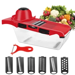 HILIFE Multi-function Fruit Cutter Grater 6 Blades Slicer Cooking Tool Sets Vegetable Mandoline Slicer Kitchen Gadget