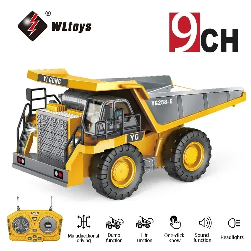 1:24 9CH RC Alloy Dump Truck Car Engineering Vehicle Forklift Heavy Excavator Remote Control Car Toys for Boys Children's Gifts