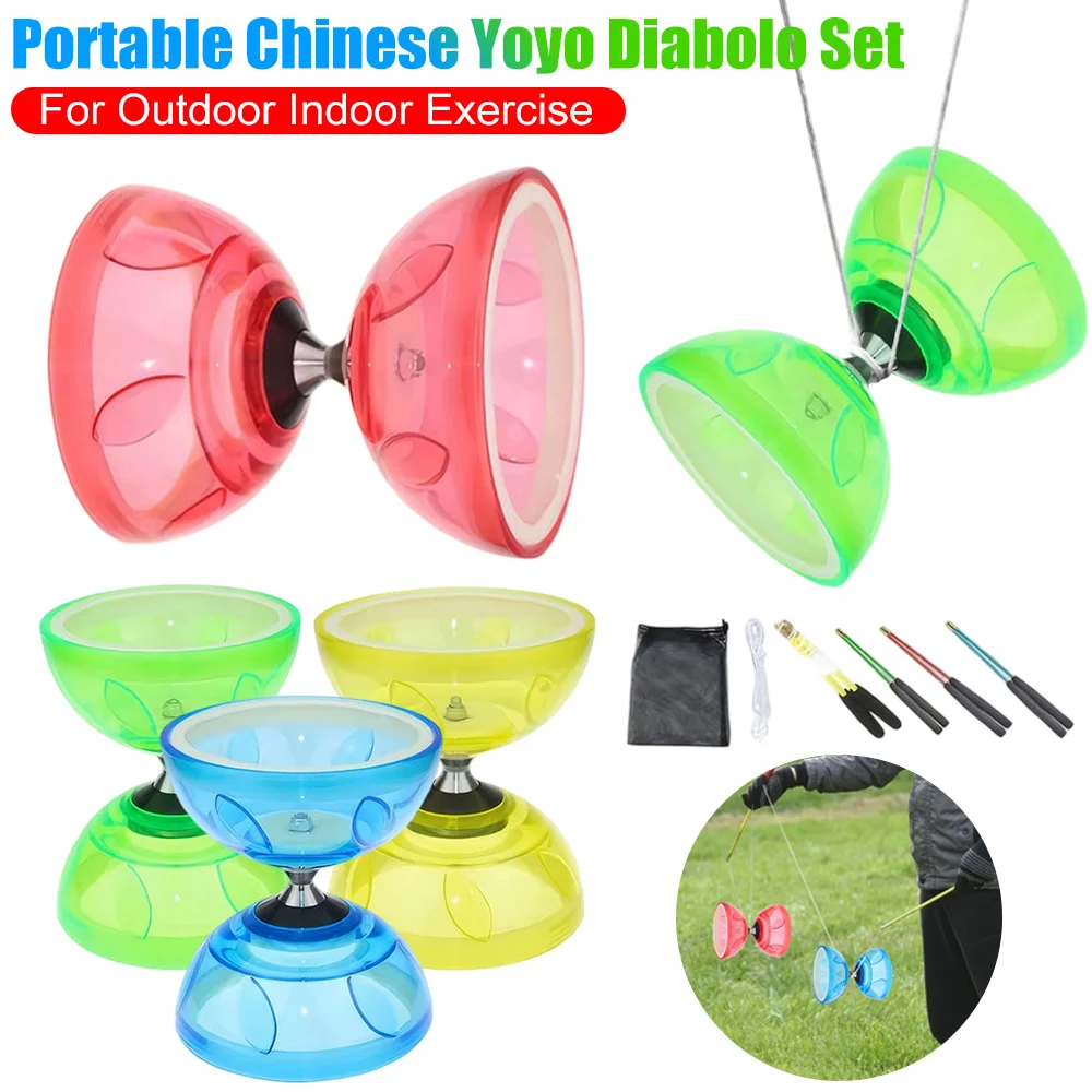 Juego de Diábolo Yoyo chino portátil con 2 palos de Diábolo, dispositivo de malabarismo Yoyo, equipo de Fitness para equipos de ejercicio en interiores y exteriores