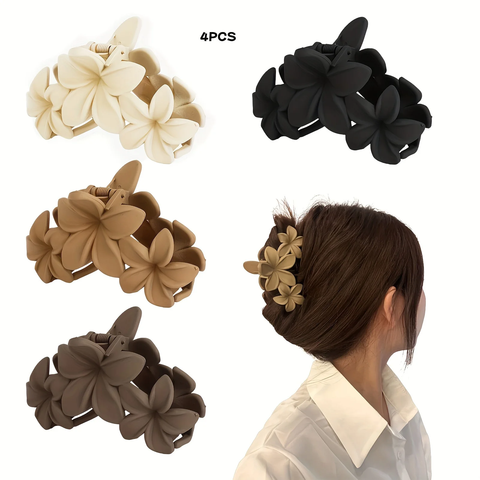 4pcs women's flower retro back head hair catcher fashionable elegant