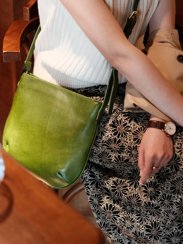 Casual simple first layer cowhide ladies crossbody bag fashion outdoor daily party handmade genuine leather women's shoulder bag