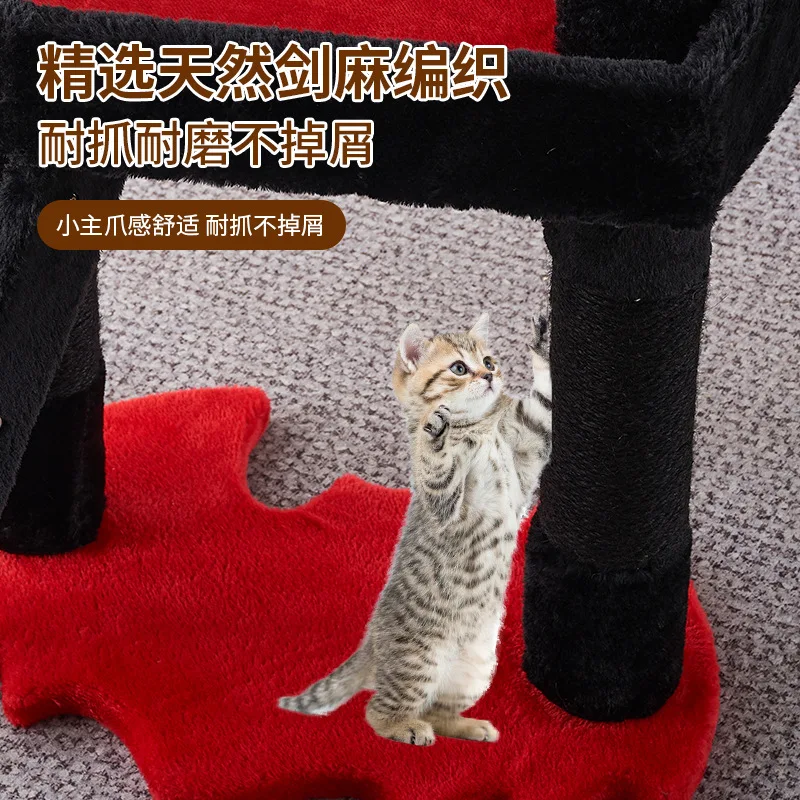 Gothic Cat Tree with Coffin Cat Bed Gothic Cat Tower Coffin cat Tree with Sisal Scratching Posts for Halloween Cat Toy