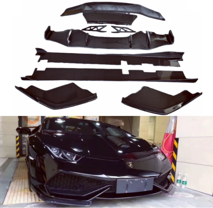 

Передние разветвители для бампера Lamborghini Huracan LP580 LP610 2014-2020, задний диффузор, боковая юбка, спойлер, комплект для тела из углеродного волокна