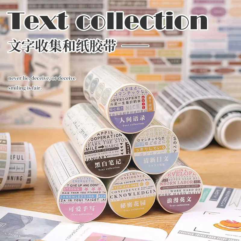 

10cm*3m English Text Collection Scrapbooking Tapes Stickers DIY Junk Journal Collage Decoration Card Making Material Sticker