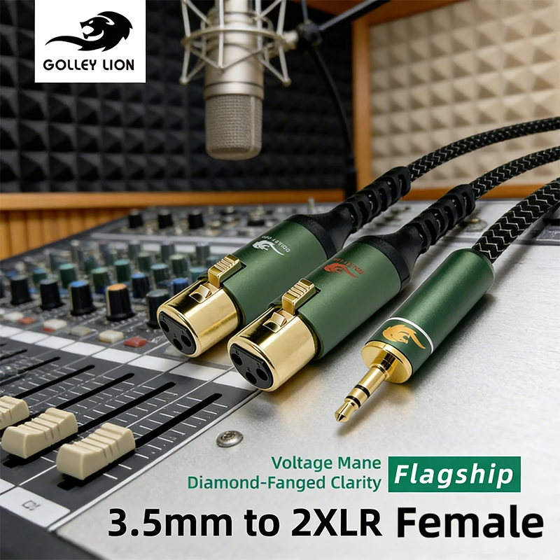 

GOLLEY LION 3.5mm TRS to Dual XLR Female OFC Audio Cable Braided Shielded For Speakers Mixers